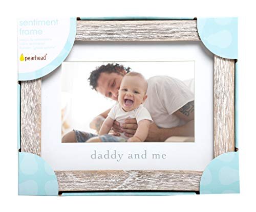 Pearhead Daddy & Me Baby Picture Frame, Gender-Neutral Dad & Baby Frame, Nursery Decor, 4" x 6" Photo Insert, Wood