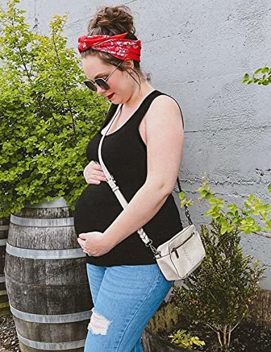 Peauty "Long Enough to Cover Hip Maternity Side Ruch Tank Tops/Basic Maternity Tops for Summer Casual Wear (S-3XL)