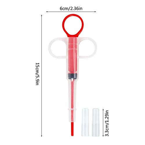 Pet Medicine Feeder Pet Pill Syringe Pet Liquid Feeding Dispenser Feeding Tool with Soft Silicone Tip for Dogs Cats Birds Small Animals Blue and Red 2 Pcs