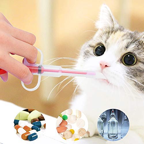 Pet Medicine Feeder Pet Pill Syringe Pet Liquid Feeding Dispenser Feeding Tool with Soft Silicone Tip for Dogs Cats Birds Small Animals Blue and Red 2 Pcs