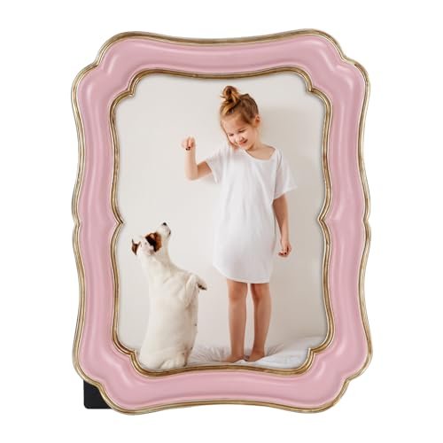 PHAREGE 5x7 Vintage Picture Frame Pink Gold, Ornate Antique Picture Frame for 5x7 Photo, Retro Photo Frame for Tabletop Vertical or Horizontal Display, 1 Pack