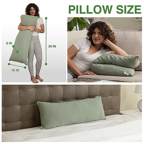 Pharmedoc Body Pillow, Pregnancy Pillows, Side Sleeper Pillow, Long, Memory Foam Pillow, Sage