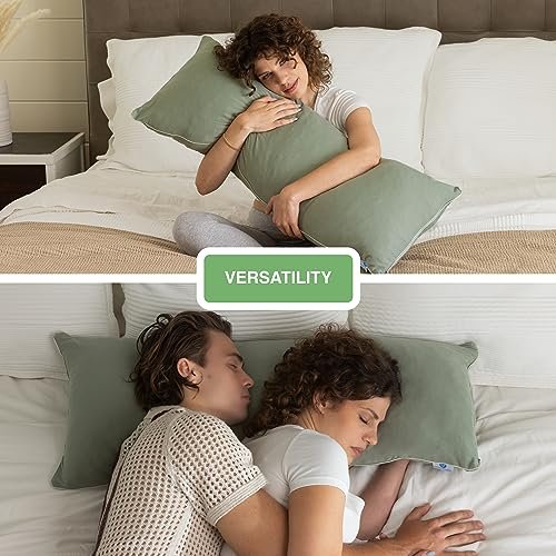 Pharmedoc Body Pillow, Pregnancy Pillows, Side Sleeper Pillow, Long, Memory Foam Pillow, Sage