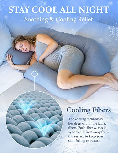 Pharmedoc Pregnancy Pillows, U-Shape Full Body Pillow – Removable Cooling Cover -Dark Grey – Belly and Back Support - Maternity Essential - Pregnancy Must Haves