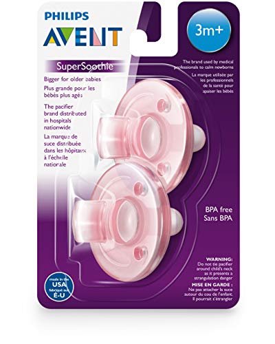 Philips Avent Super Soothie Pacifier, Pink, 3+ months, 2 Pack, SCF192/07