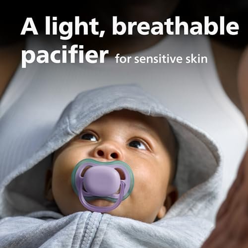 Philips Avent Ultra Air Pacifier - 4 x Light, Breathable Baby Pacifiers for Babies Aged 0-6 Months, BPA Free with Sterilizer Carry Case, SCF085/50