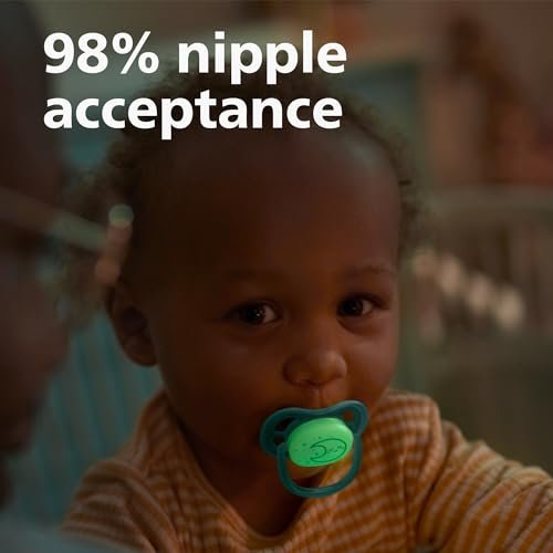 Philips Avent Ultra Air Pacifier - 4 x Light, Breathable Glow-in-The-Dark Baby Pacifiers for Babies Aged 6-18 Months, BPA Free with Sterilizer Carry Case, SCF376/08