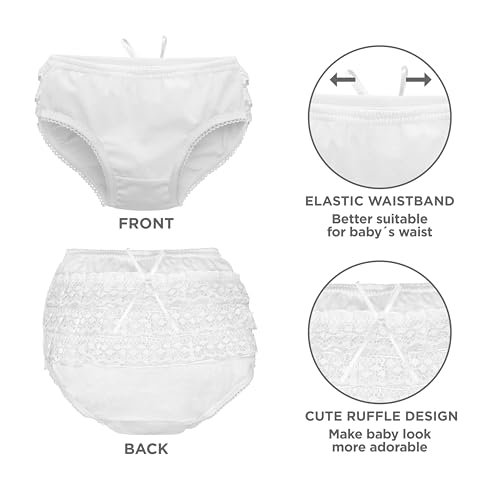 PICCOLO HOSIERY Baby Girls Newborn Cotton Rhumba Ruffle Lace Panty - Diaper Cover Bloomer