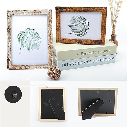 Picture Frame Set 10 pack, Farmhouse Photo Frames, Gallery Wall Frame Collage, 8x10 5x7 4x6 Frames in 3 Different Finishes Picture Frames For Wall or Desk,Rustic White