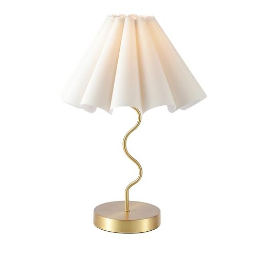 Pleated Table Lamp, Table Lamp for Bedroom, Bedside Lamps for Nightstand with Linen Lampshade, Modern Lamp for Bedroom Home Office Decor