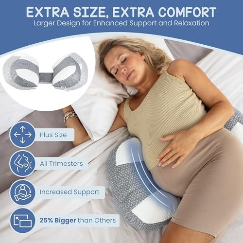 Plus Sized Pregnancy Pillow for Sleeping - Belly, Hip, Back Support for Pregnant Women - Portable Maternity Wedge Pillow for Reducing Pregnancy Fatigue- Adjustable and Washable