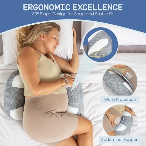 Plus Sized Pregnancy Pillow for Sleeping - Belly, Hip, Back Support for Pregnant Women - Portable Maternity Wedge Pillow for Reducing Pregnancy Fatigue- Adjustable and Washable