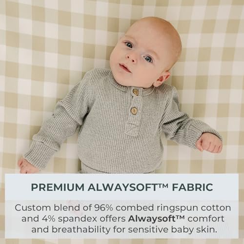 Pobibaby – 2 Pack Premium Changing Pad Covers for Boys, Ultra-Soft Breathable Cotton Diaper Changing Table Covers – Neutral Nursery Changing Pad Sheets for Baby (Gingham Khaki)