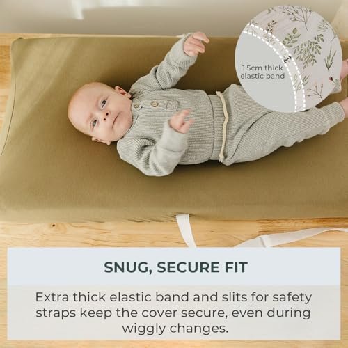 Pobibaby – 2 Pack Premium Changing Pad Covers for Boys, Ultra-Soft Breathable Cotton Diaper Changing Table Covers – Neutral Nursery Changing Pad Sheets for Baby (Gingham Khaki)