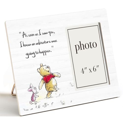 Pooh Bear Quote Picture Frame, Pooh Nursery Decor, Friendship Gifts for Her Him Friends, An Adventure Was Going To Happen Photo Frame for 4 x 6 Inch Photo