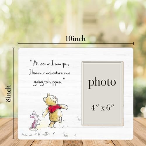 Pooh Bear Quote Picture Frame, Pooh Nursery Decor, Friendship Gifts for Her Him Friends, An Adventure Was Going To Happen Photo Frame for 4 x 6 Inch Photo