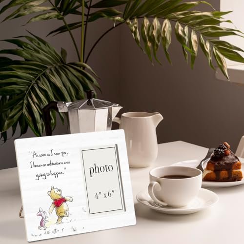 Pooh Bear Quote Picture Frame, Pooh Nursery Decor, Friendship Gifts for Her Him Friends, An Adventure Was Going To Happen Photo Frame for 4 x 6 Inch Photo