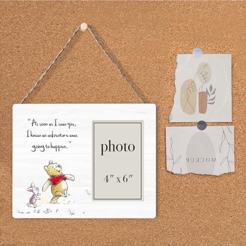 Pooh Bear Quote Picture Frame, Pooh Nursery Decor, Friendship Gifts for Her Him Friends, An Adventure Was Going To Happen Photo Frame for 4 x 6 Inch Photo