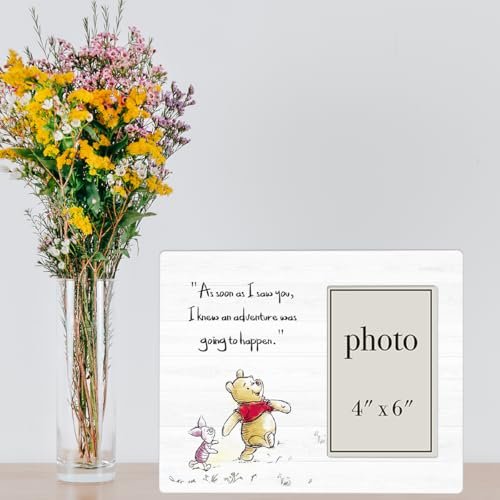 Pooh Bear Quote Picture Frame, Pooh Nursery Decor, Friendship Gifts for Her Him Friends, An Adventure Was Going To Happen Photo Frame for 4 x 6 Inch Photo