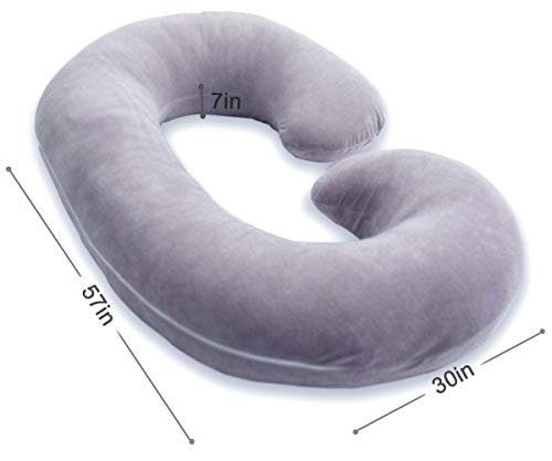 Pregnancy Pillow, C Shaped Full Body Pillow for Maternity Support and Pregnant Women Sleeping with Velvet Cover (Dark Grey)