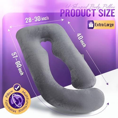 Pregnancy Pillow for Sleeping, Extra Large U Shaped Body Pillow, Maternity Pillow for Pregnant Women with Velvet Cover