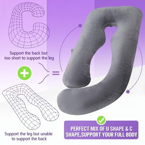 Pregnancy Pillow for Sleeping, Extra Large U Shaped Body Pillow, Maternity Pillow for Pregnant Women with Velvet Cover