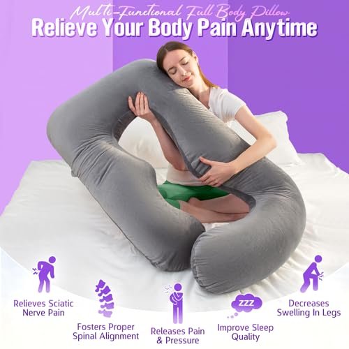 Pregnancy Pillow for Sleeping, Extra Large U Shaped Body Pillow, Maternity Pillow for Pregnant Women with Velvet Cover