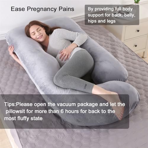 Pregnancy Pillows for Sleeping, U Shaped Full Body Maternity Pillow with Removable Cover - Support for Back, Legs, Belly, HIPS for Pregnant Women, 57 Inch Pregnancy Pillow for Women, Grey