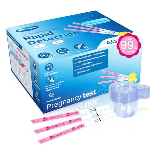 Pregnancy Test Strips Kit, 40-Count Individually Wrapped Pregnancy Test Strips for Early Detection at Home, Fertility Test with Urine Cup, Over 99% Accurate Result, 5mm HCG Test Strip, Wider, Sturdier