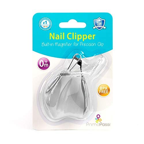 Primo Passi - Baby Nail Clipper W/Magnifier | Baby Nail Manicure, Baby Fingernail Clippers, Baby Nail Care Trim Grooming, Nail Clipper Safe for Infant Toddler (Grey)