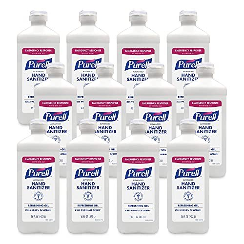 Purell Advanced Hand Sanitizer Refreshing Gel, Clean Scent, 16 fl oz Flip Cap Bottle (Pack of 12) - 9636-12-S