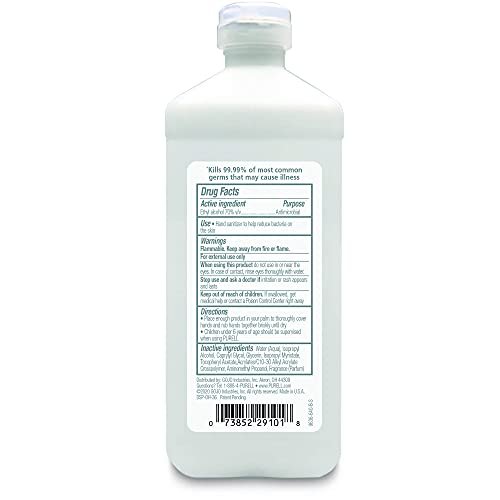 Purell Advanced Hand Sanitizer Refreshing Gel, Clean Scent, 16 fl oz Flip Cap Bottle (Pack of 12) - 9636-12-S