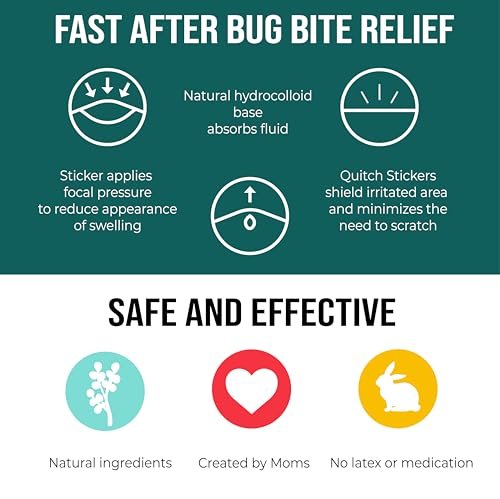 quitch Bug Bite Itch Relief Patch Kids, Bug Bite Patch, Summer Travel Essentials for Kids, Mosquito Bug Bite Thing Alternative Summer Camp Essentials Itch Relief, Baby hydrocortisone Alternative