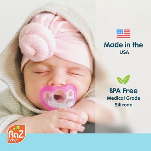 RaZbaby Jollypop Pacifier for Newborns & Up, USA Made, Natural Shaped Orthodontic Binky, Lovingly Shared in NICUs & Hospitals Worldwide, Medical-Grade 100% BPA-Free - 0-3 Months, 3 Pack - Variety