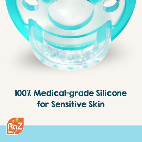 RaZbaby Jollypop Pacifier for Newborns & Up, USA Made, Natural Shaped Orthodontic Binky, Lovingly Shared in NICUs & Hospitals Worldwide, Medical-Grade 100% BPA-Free - 0-3 Months, 3 Pack - Variety
