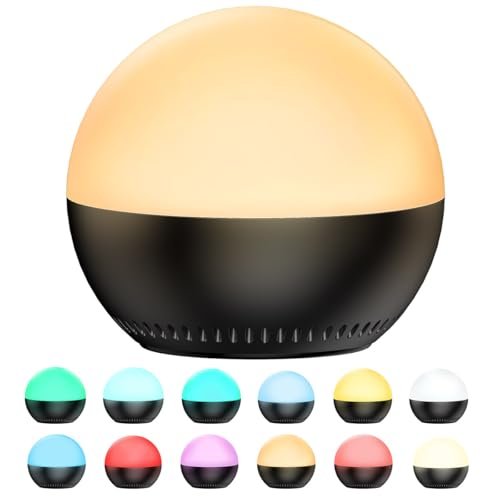 Rechargeable Mini Nursery Night Light Soother Baby Sleep Sound Machine 12 Color Night Lights White Noise Machine with 30 Soothing Sounds Auto-Off Timer Adjustable Brightness for Baby Kids Adult
