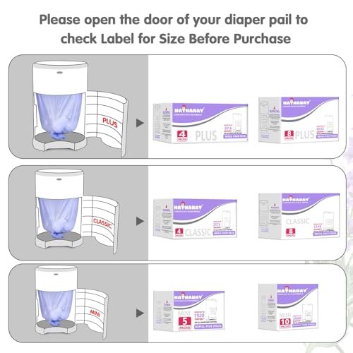 Refills Compatible with Dekor Classic, 30% Extra Length Diaper Pail Refills 4 Pack Diaper Pail Liners Lavender Scent