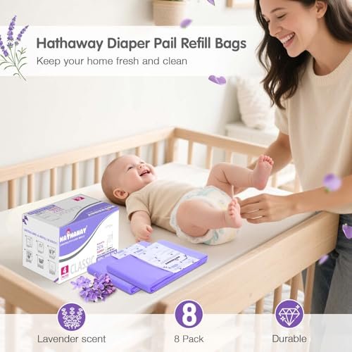 Refills Compatible with Dekor Classic, 30% Extra Length Diaper Pail Refills 4 Pack Diaper Pail Liners Lavender Scent