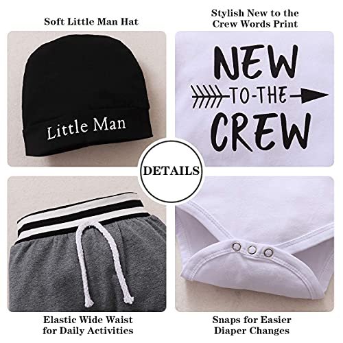Renotemy Newborn Infant Baby Boy Clothes Outfits New to The Crew Outfits Long Pants Toddler Baby Boy Clothes Set