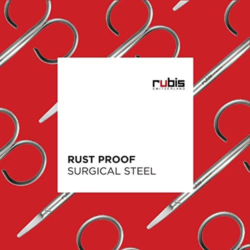 Rubis Stainless Steel Infant Nail Scissors with Blue Leather Elephant Case, For Precise Fingernails and Cuticles, 1K416, Silver,Rubis Switzerland Swiss Made World Renowned Precision