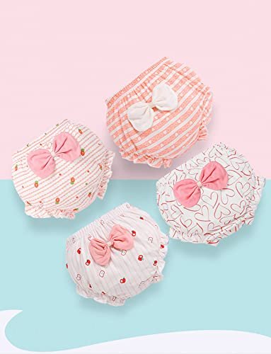 SEAUR Baby Girls Cotton Bloomers Toddler Cute Ruffle Diaper Cover Soft Assorted Underwear Breathable Panties 4 Pack