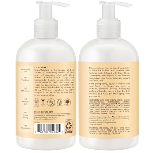 Shea Moisture Baby Care Set – Baby Wash & Shampoo + Baby Conditioner, Delicate Skin & Hair Care, Moisturizer & Detangler for Coily & Curly Hair, 13 Oz Ea (2 Piece Set)