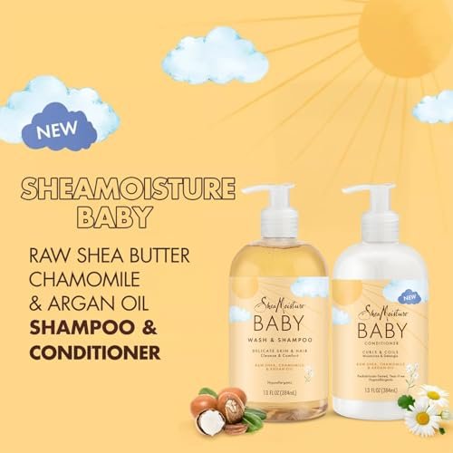 Shea Moisture Baby Care Set – Baby Wash & Shampoo + Baby Conditioner, Delicate Skin & Hair Care, Moisturizer & Detangler for Coily & Curly Hair, 13 Oz Ea (2 Piece Set)