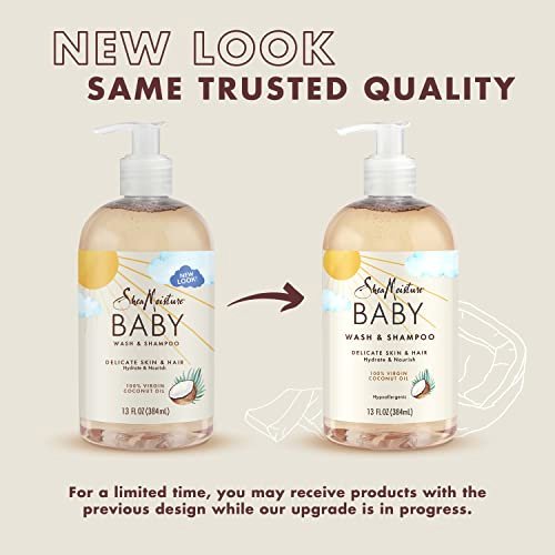 SheaMoisture Baby Wash and Shampoo 100% Virgin Coconut Oil for Baby Skin Cruelty Free Skin Care 13 oz