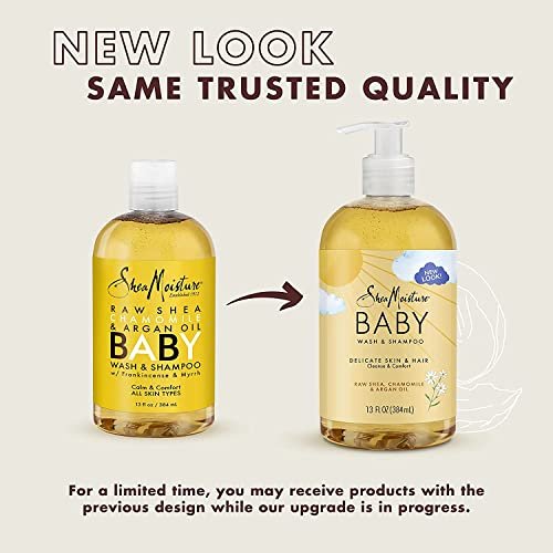 SheaMoisture Baby Wash & Shampoo for All Skin Types Raw Shea, Chamomile & Argan Oil Baby Wash and Shampoo with Frankincense & Myrrh to Help Cleanse 13 oz, Gold, Packaging may vary