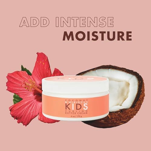 SheaMoisture Curling Styling Cream For Curl Definition Coconut & Hibiscus Curl and Detangle Kids Hair 6 oz