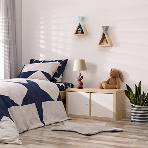 Simple Designs LT1082-SPT SportsLite 22" Tall Popular Sports Combo Basketball, Baseball, Football Polyresin Table Desk Lamp w Light Beige Fabric Shade for Kids' Room, Nursery,Bedroom,Gameroom,Mancave