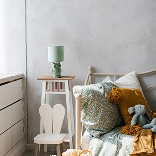 Simple Designs LT1136-SGE 12.8" Tall Contemporary Ceramic Owl Bedside Table Desk Lamp w Matching Fabric Shade for Decor, Bedroom, Nightstand, Living Room, Entryway, Kids' Room, Nursery, Sage Green