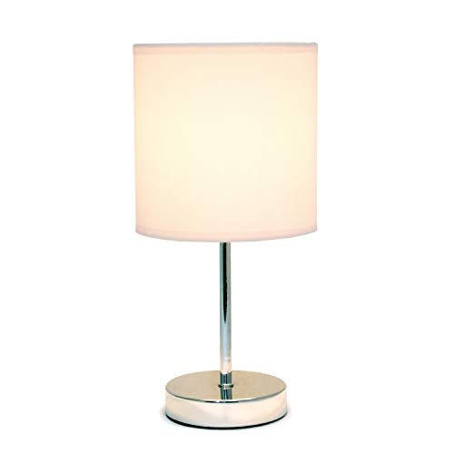 Simple Designs LT2007-BPK Chrome Mini Basic Table Lamp with Fabric Shade, Blush Pink