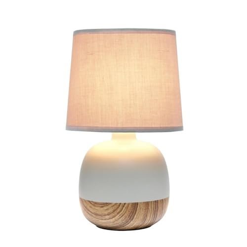 Simple Designs LT2078-LWG Petite Mid Century Table Lamp, Light Wood and Light Gray